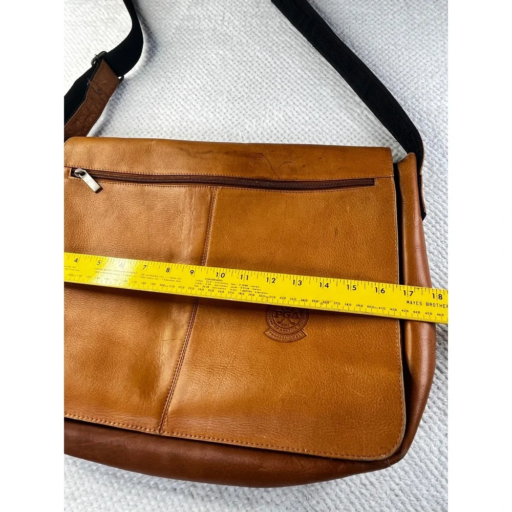 PGA‎ Leather Messenger Bag Tan Adjustable Strap